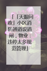 「天眼问政」小区消防通道设道闸，物业：违停太多规范管理