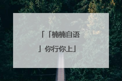 「楠楠自语」你行你上