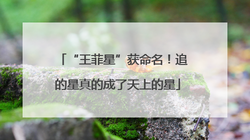 “王菲星”获命名！追的星真的成了天上的星