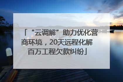 “云调解”助力优化营商环境，20天远程化解百万工程欠款纠纷