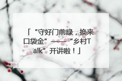 “守好门前绿，换来口袋金”——“乡村Talk”开讲啦！