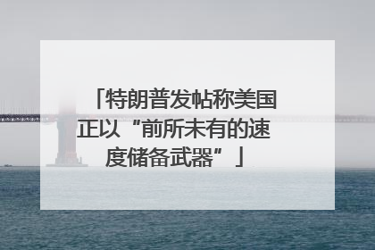 特朗普发帖称美国正以“前所未有的速度储备武器”