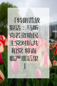 特朗普放狠话：马斯克若资助民主党对抗共和党 将面临严重后果
