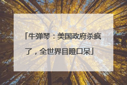 牛弹琴：美国政府杀疯了，全世界目瞪口呆