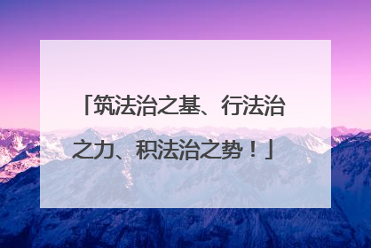 筑法治之基、行法治之力、积法治之势！