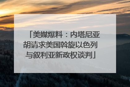 美媒爆料：内塔尼亚胡请求美国斡旋以色列与叙利亚新政权谈判