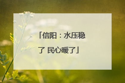 信阳：水压稳了 民心暖了
