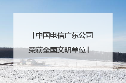 中国电信广东公司荣获全国文明单位