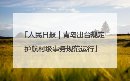 人民日报｜青岛出台规定护航村级事务规范运行