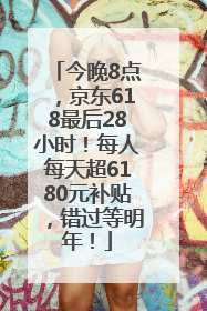 今晚8点，京东618最后28小时！每人每天超6180元补贴，错过等明年！