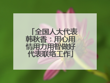 全国人大代表韩秋香：用心用情用力用智做好代表联络工作