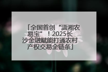 全国首创“潇湘农易宝”！2025长沙金融赋能打通农村产权交易全链条