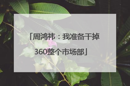 周鸿祎：我准备干掉360整个市场部
