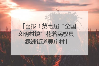 喜报！第七届“全国文明村镇”花落民权县绿洲街道吴庄村