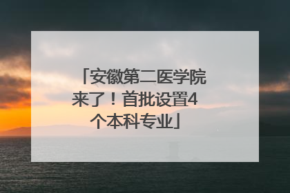 安徽第二医学院来了！首批设置4个本科专业