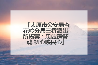 太原市公安局杏花岭分局三桥派出所杨蓉：忠诚铸警魂 初心映民心