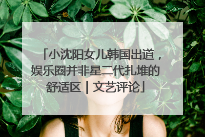 小沈阳女儿韩国出道，娱乐圈并非星二代扎堆的舒适区｜文艺评论