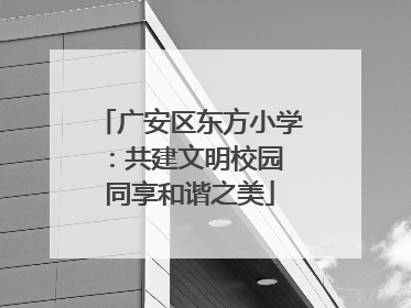 广安区东方小学：共建文明校园 同享和谐之美