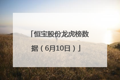 恒宝股份龙虎榜数据（6月10日）