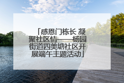 感恩门栋长 凝聚社区情——杨园街道四美塘社区开展端午主题活动
