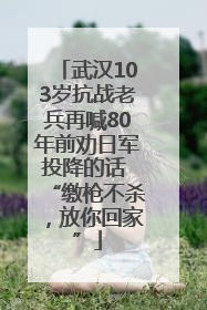 武汉103岁抗战老兵再喊80年前劝日军投降的话 “缴枪不杀，放你回家”