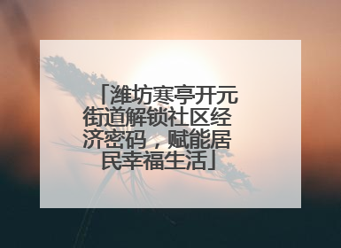 潍坊寒亭开元街道解锁社区经济密码，赋能居民幸福生活