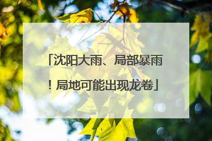 沈阳大雨、局部暴雨！局地可能出现龙卷