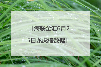 海联金汇6月25日龙虎榜数据