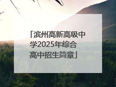 滨州高新高级中学2025年综合高中招生简章