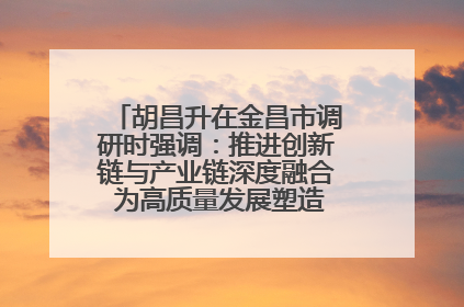 胡昌升在金昌市调研时强调：推进创新链与产业链深度融合 为高质量发展塑造新动能新优势