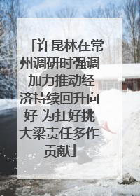 许昆林在常州调研时强调 加力推动经济持续回升向好 为扛好挑大梁责任多作贡献