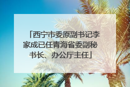 西宁市委原副书记李家成已任青海省委副秘书长、办公厅主任