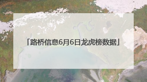 路桥信息6月6日龙虎榜数据