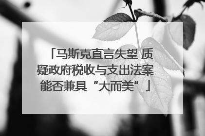 马斯克直言失望 质疑政府税收与支出法案能否兼具“大而美”