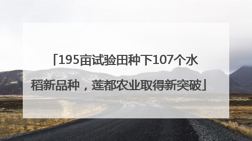 195亩试验田种下107个水稻新品种，莲都农业取得新突破